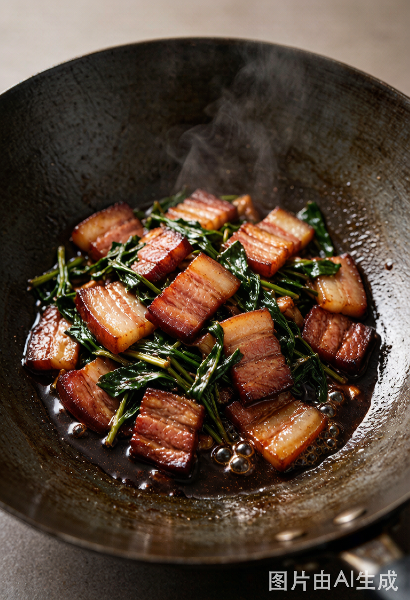 Stir-Fried Wormwood with Cured Pork